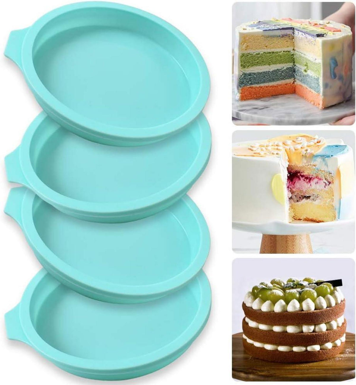 Silikon Kuchenform 4er Set für handgemachte Seife & Kuchen - 6 Zoll