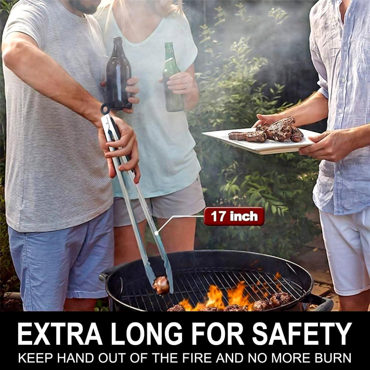 Walfos Küchenzange 43cm Grillzange Premium-Edelstahl hitzebeständiger Griff