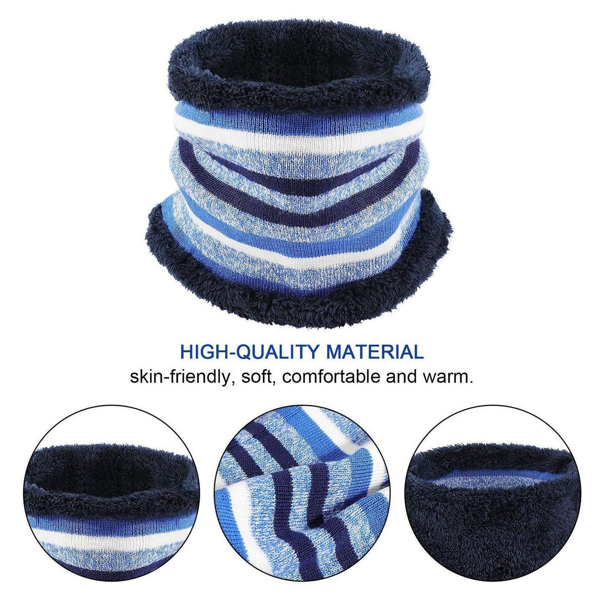 Kinder Mütze Schal Handschuhe Set 3-teilig Fleece Blau