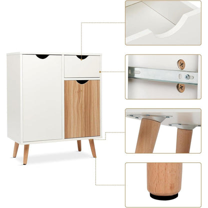 Weißes Sideboard mit Schublade & Türen – 60x30x73 cm
