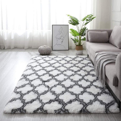 Shaggy Teppich Modern Langflor Wohnzimmer Teppich Weiß 120x200