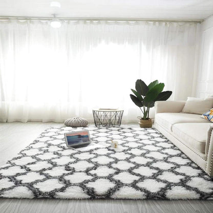 Shaggy Teppich Modern Langflor Wohnzimmer Teppich Weiß 120x200