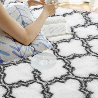 Shaggy Teppich Wohnzimmer Flauschig 120x200 Weiß Anti-Rutsch Langflor