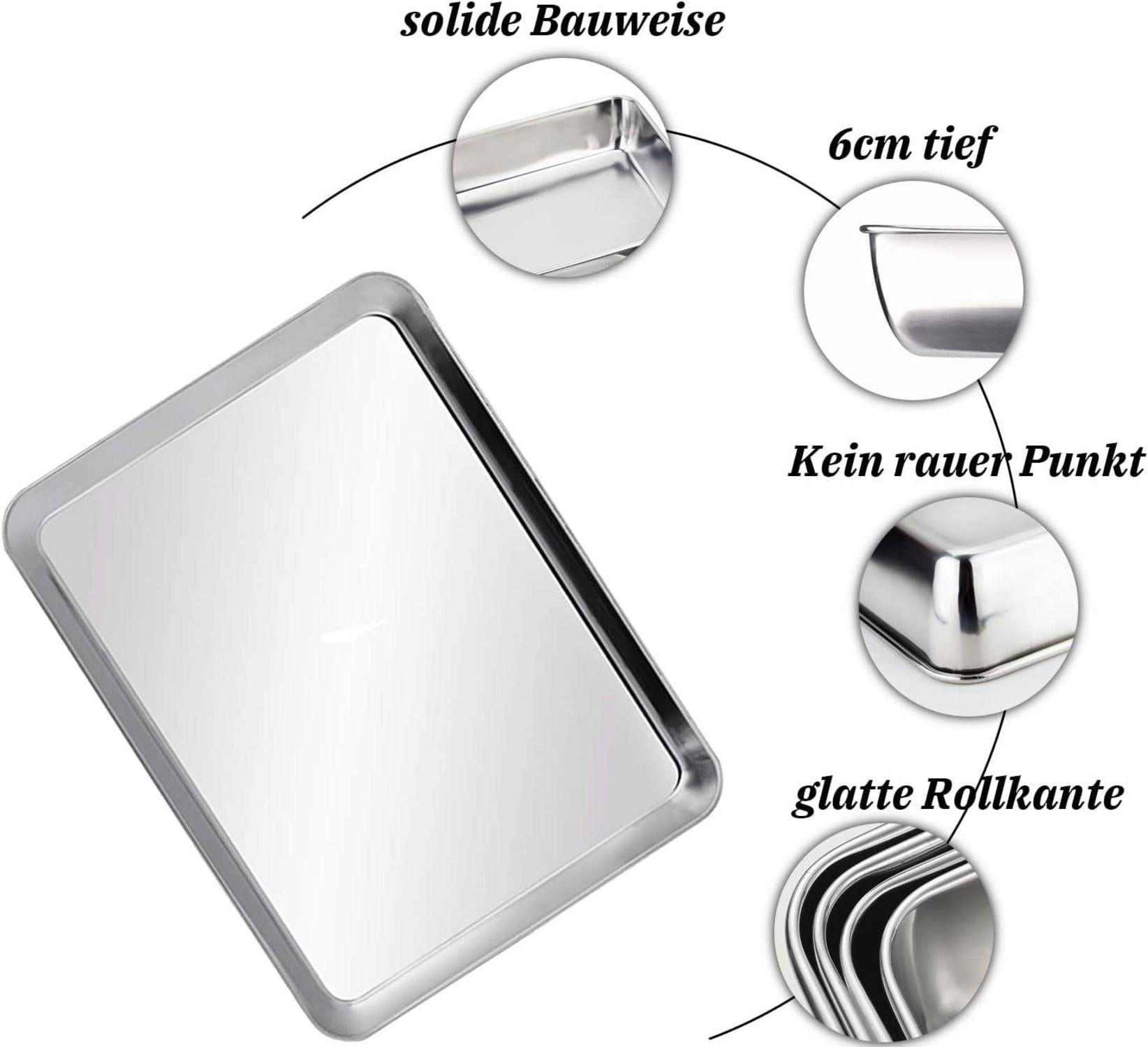 Edelstahl Backblech 30*35cm, Robust, Leicht zu Reinigen, Spülmaschinenfest - Silber