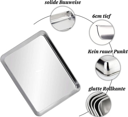 Edelstahl Backblech 30*35cm, Robust, Leicht zu Reinigen, Spülmaschinenfest - Silber