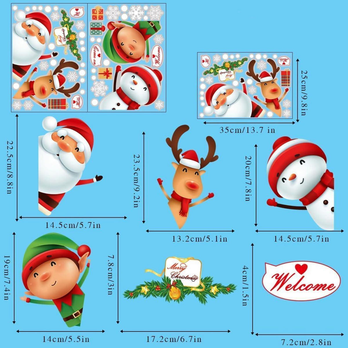 Weihnachtsfenster Aufkleber – Abnehmbar & Dekorativ