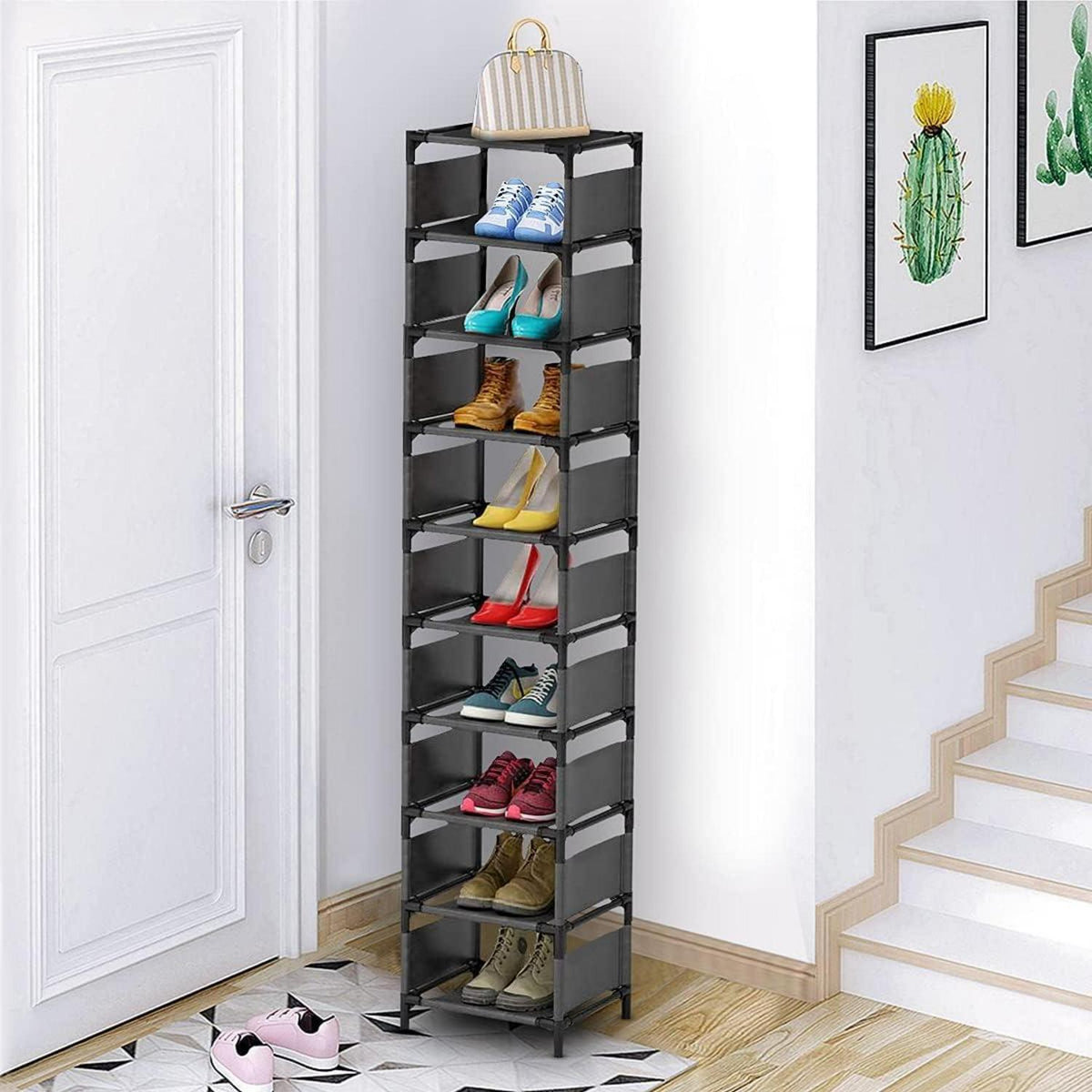 Schuhregal schmal Metall Schwarz 10 Ebenen Paare Platz