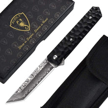 Japanisches Damast Taschenmesser Damaststahl Einhandmesser