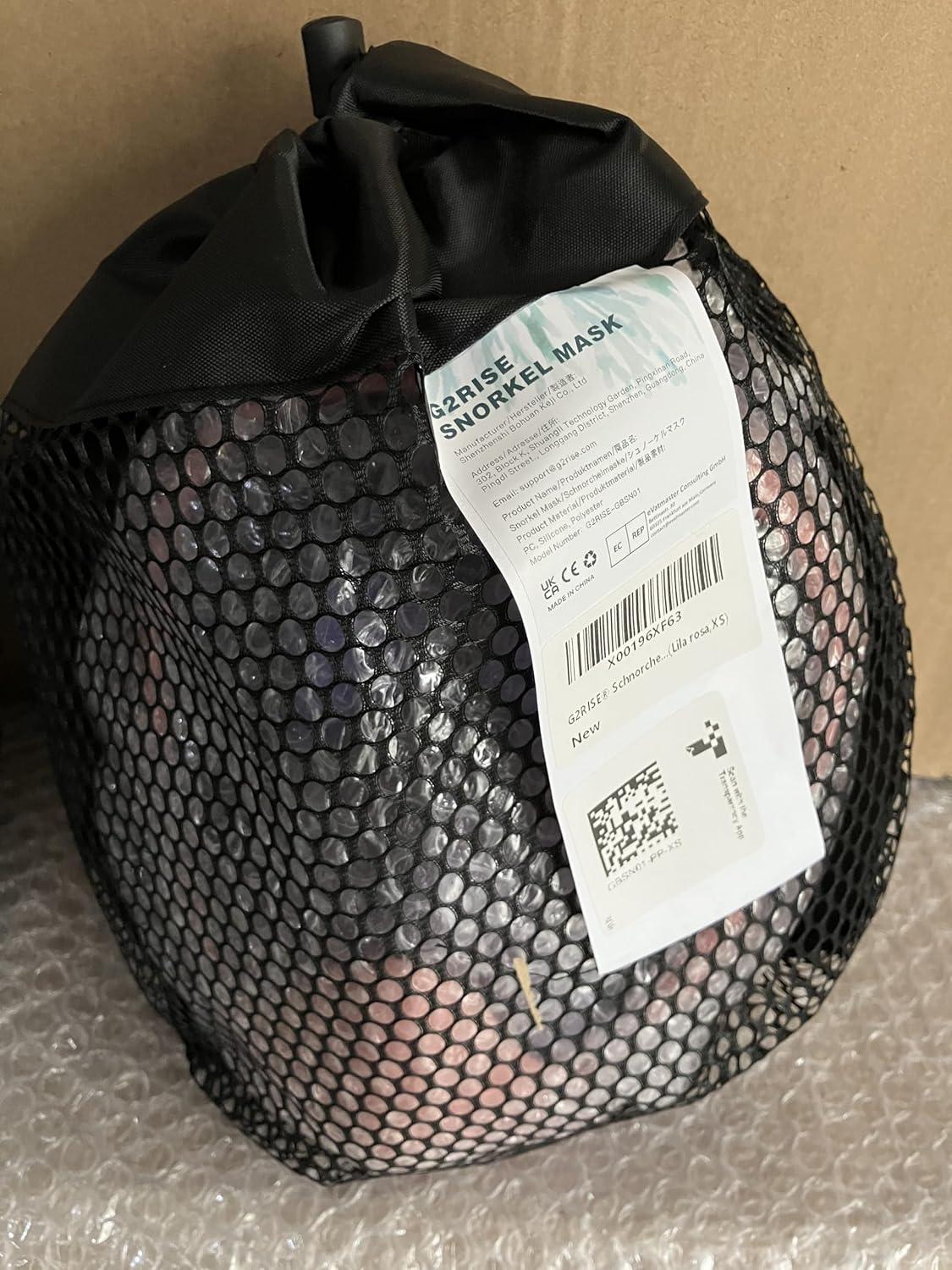 G2RISE® Schnorchelmaske Faltbar CO2-sicher mit Kameraposition XS Purpur Rosa