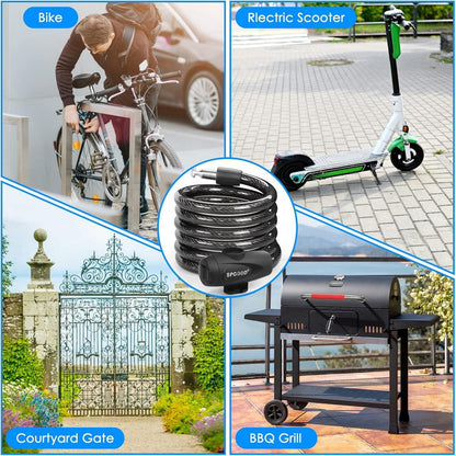 SPGOOD 120cm Spiralkabelschloss mit 2 Schlüssel - Hochsicherheits Fahrradschloss