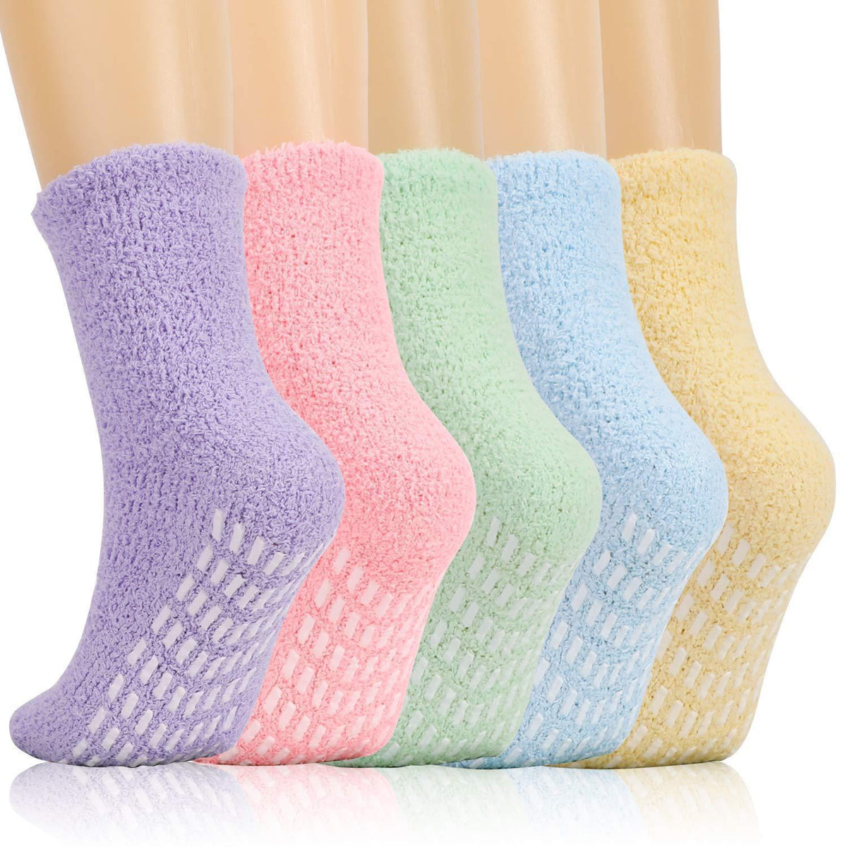 Flauschige Stoppersocken Damen 5er Set Winter Kuschelsocken
