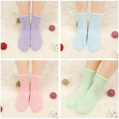 Flauschige Stoppersocken Damen 5er Set Winter Kuschelsocken
