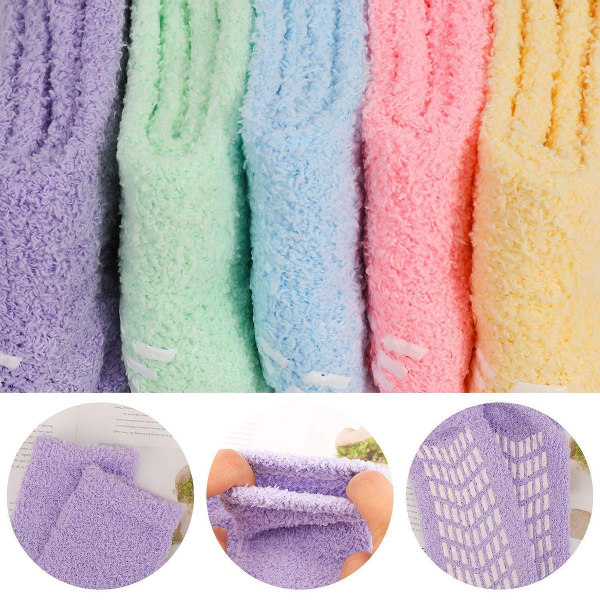 Flauschige Stoppersocken Damen 5er Set Winter Kuschelsocken