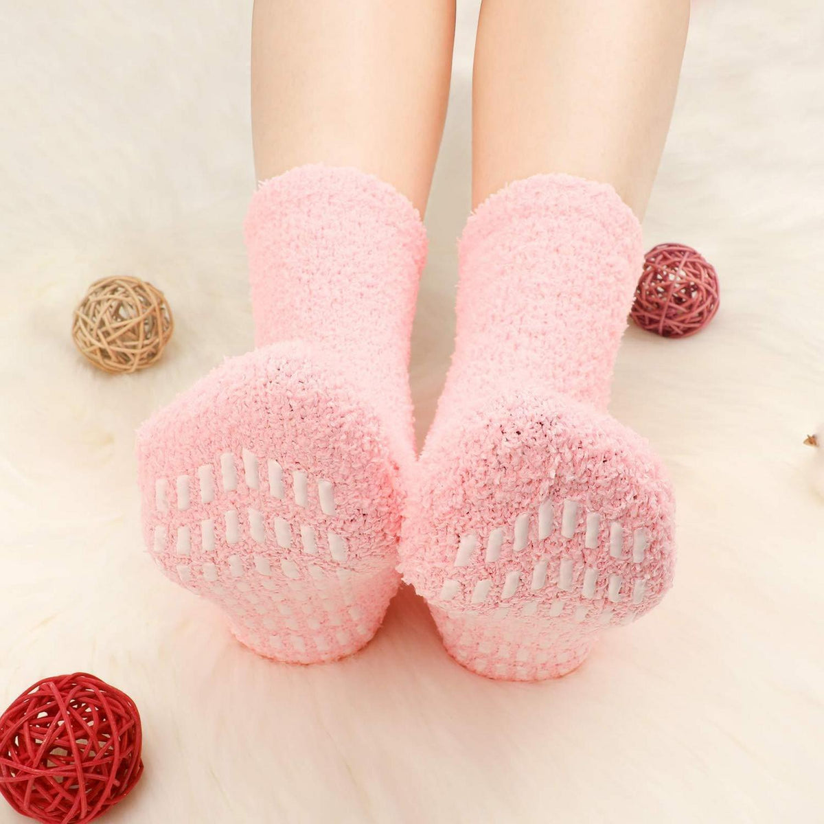 Flauschige Stoppersocken Damen 5er Set Winter Kuschelsocken