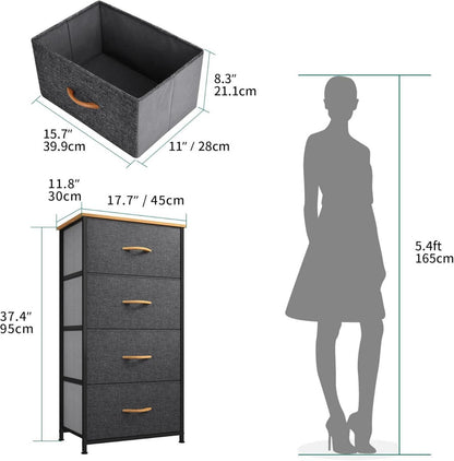 Aufbewahrungskommode mit 4 Schubladen in Industrial Stil, Dunkelgrau