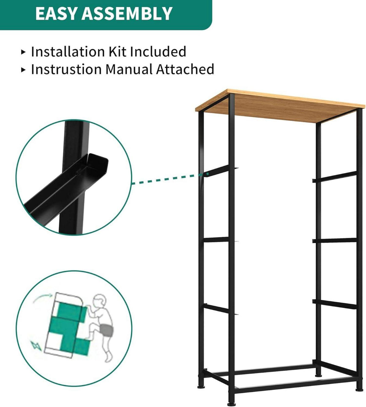 YITAHOME Schmale Kommode mit 4 Schubladen Stoff Industrial Stil dunkelgrau