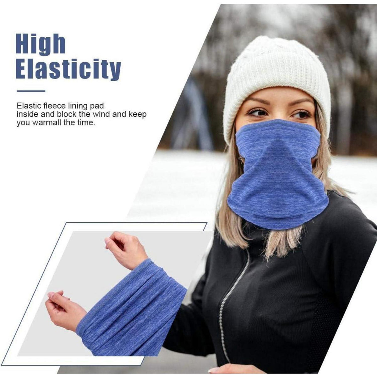 2er-Set Winter Loop Schal Damen Herren Fleece Schlauchschal Blau Marine
