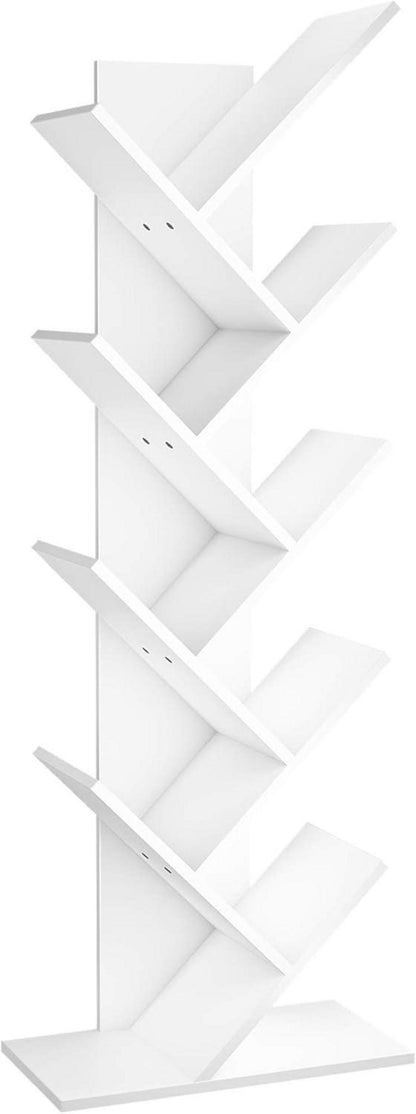 YITAHOME Bücherregal mit 9 Ebenen Weiß - Standregal Holz Industrie Baum-Design