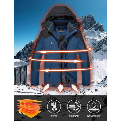 Herren Winter Skijacke Fleece Gefüttert Wasserdicht Winddicht Kuhblau