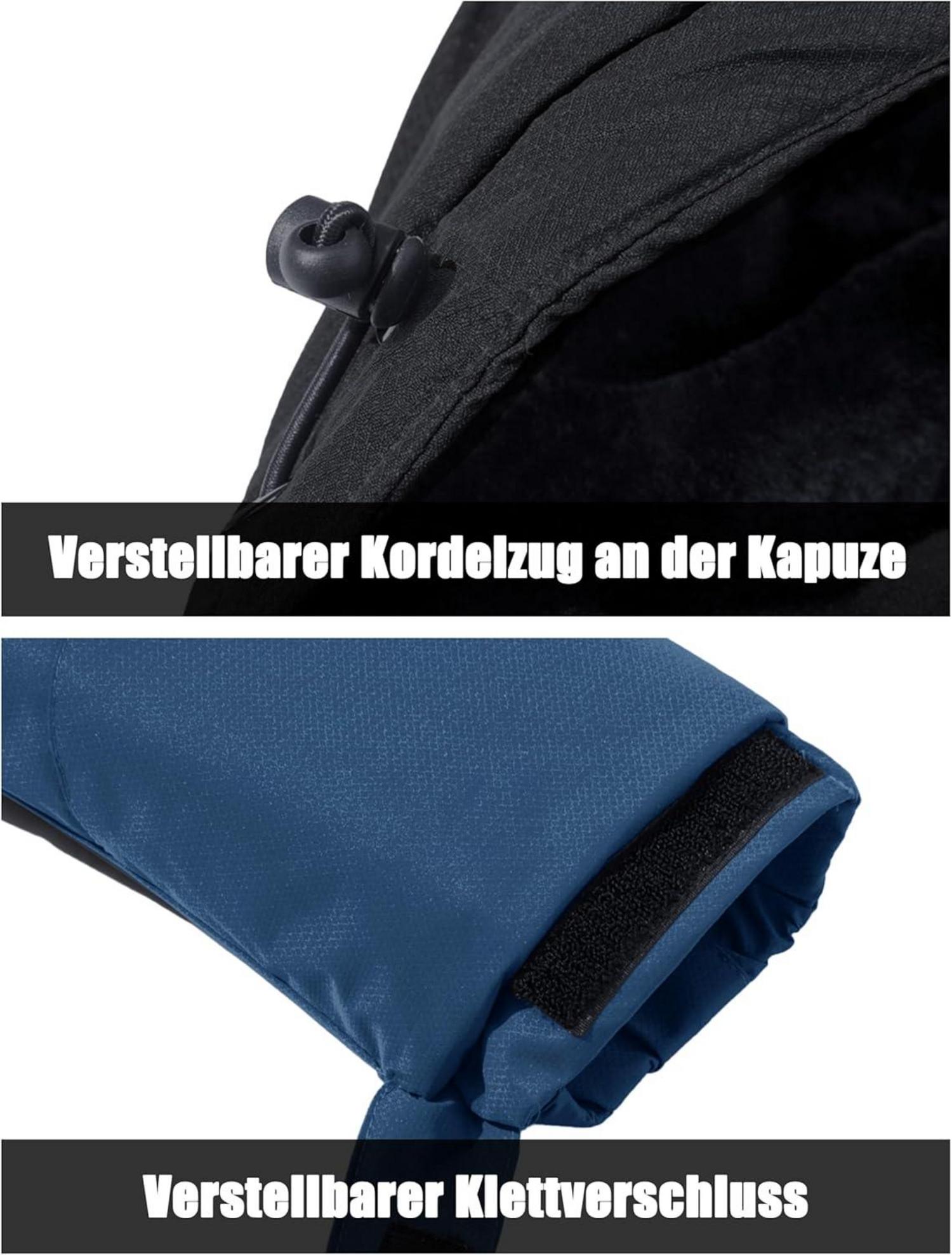 Herren Skijacke Winterjacke Fleece Gefüttert Wasserdicht Blau XXL