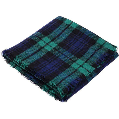 Schal Damen Karo Tartan Fransen Poncho Dunkelgrün