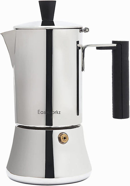 Espressokocher Edelstahl für Induktions-Gas Herd 6 Tassen 300ml