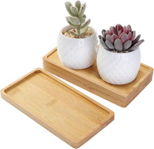 Bambus-Tablett rechteckig Untersetzer Blumenpflanzen Sukkulenten