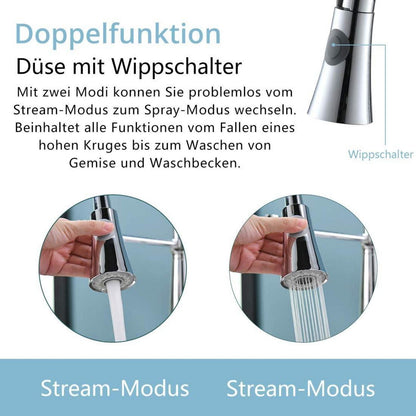 TIMACO Niederdruck Armatur Küche Chrom mit 360° Drehung