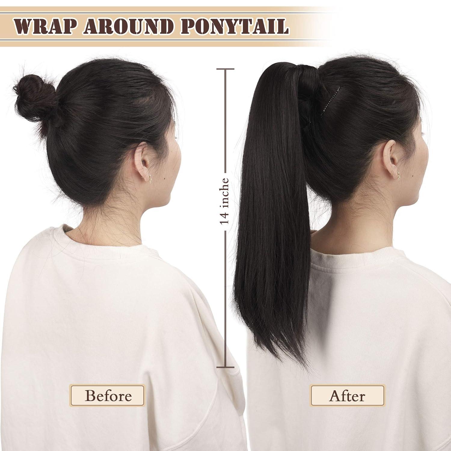 Pferdeschwanz Extensions 35 cm glatt Haarverlängerung Zopf Haarteil