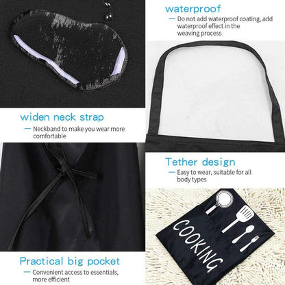 Schürze Schwarz Wasserdicht Kochschürze mit 2 Taschen für Herren und