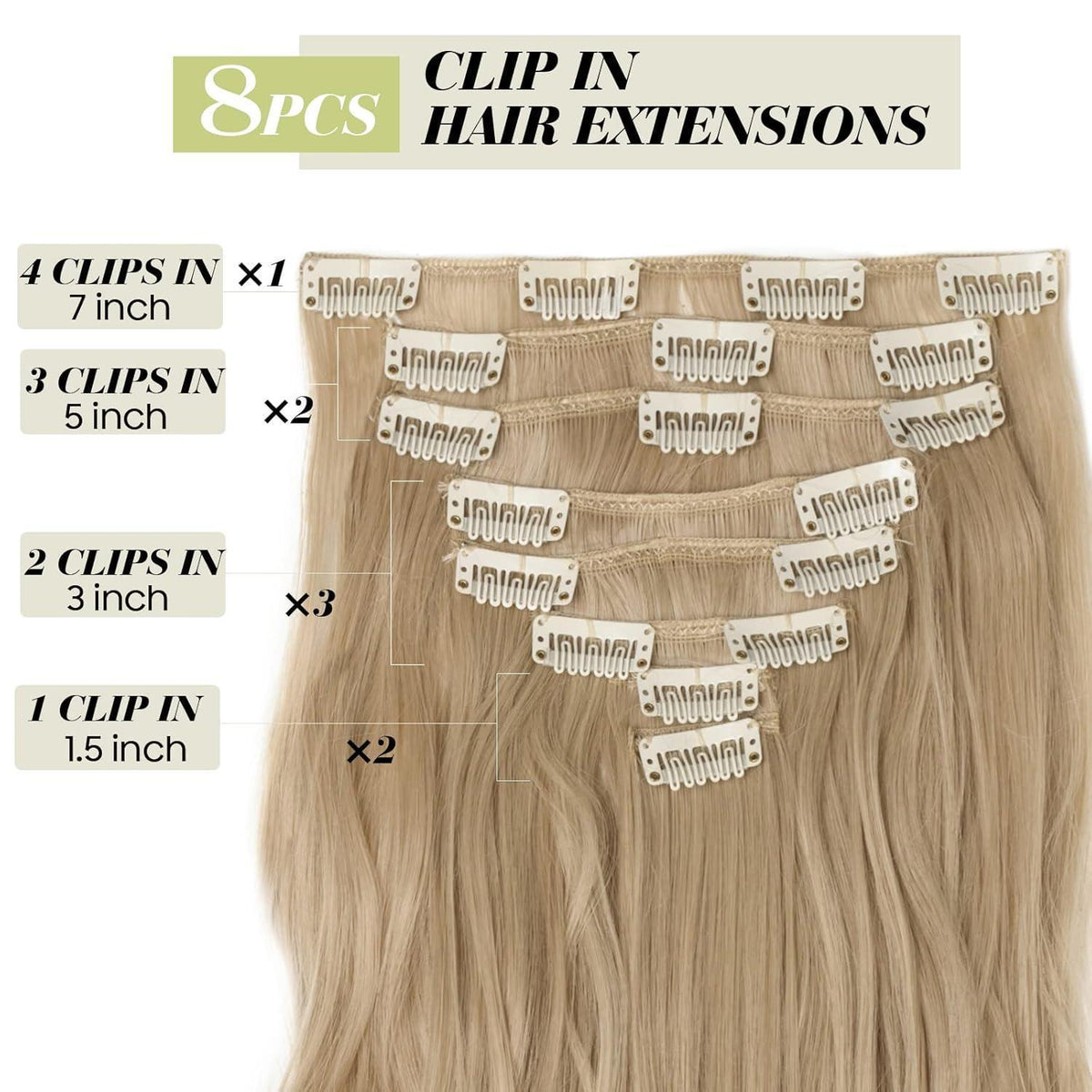 Welliges Haarverlängerung Set – Dunkelblond & Bleichblond