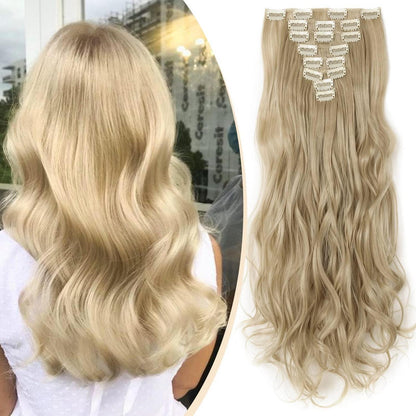 Ombre Wellige Haarverlängerung – Graublond Mix, 43cm