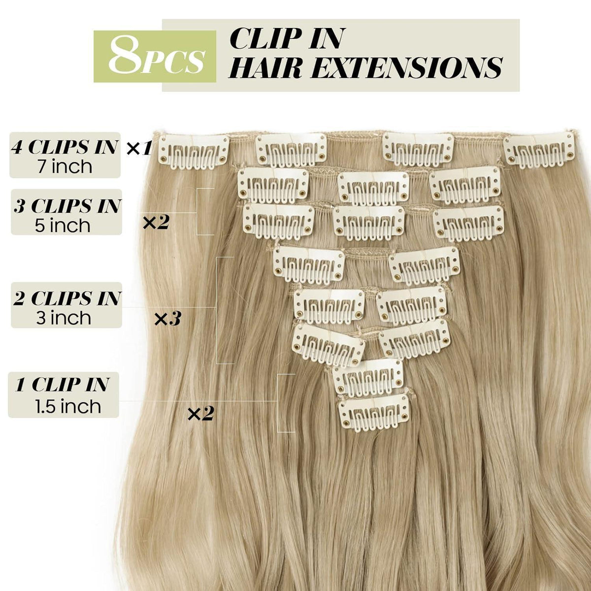 Ombre Wellige Haarverlängerung – Graublond Mix, 43cm