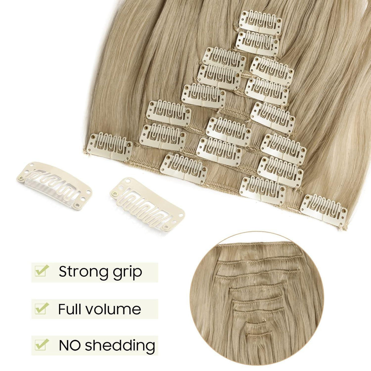 Ombre Wellige Haarverlängerung – Graublond Mix, 43cm