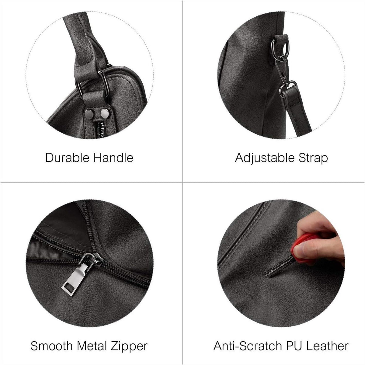 Damen Handtaschen Set Shopper Schultertasche Einkauf Reise Dunkelgrau