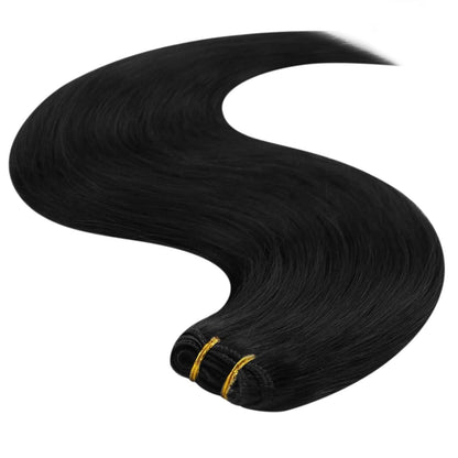 Echthaar Tressen Schwarz – Remy Haarverlängerung 40cm, 100g