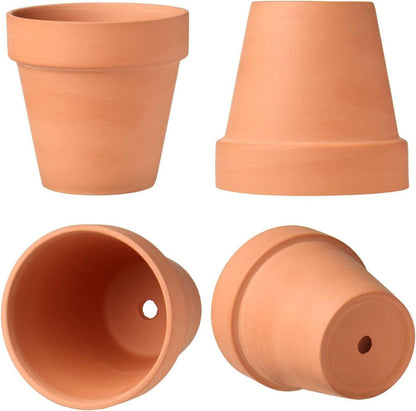 12er Set Mini Terrakotta Töpfe mit Untersetzer und Abflussloch