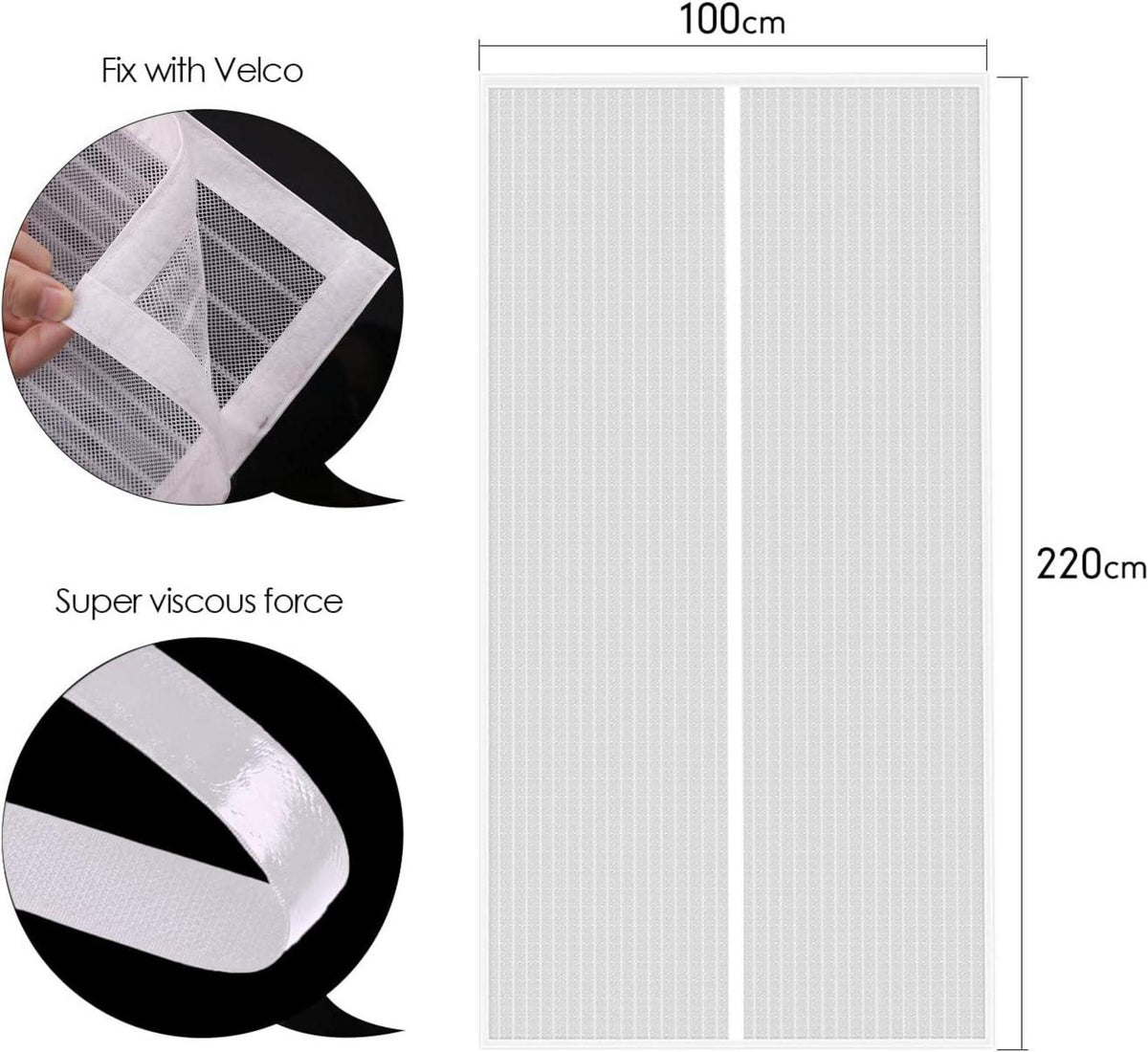 Fliegengitter 100x220cm Erkerfenster Magnetverschluss
