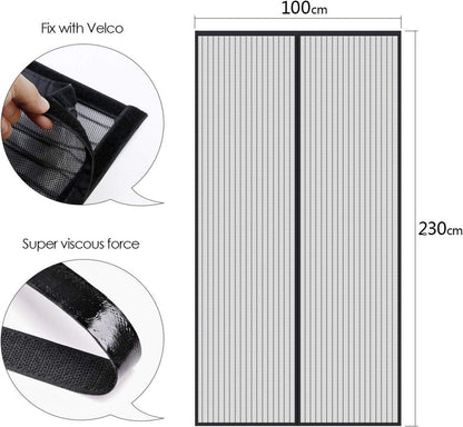 Fliegengitter magnetisch 100x230 cm Schwarz - Magnetverschluss