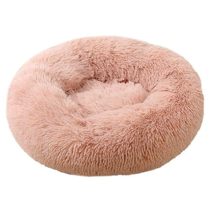Rundes Hundebett Plüsch 120cm Hautpuder