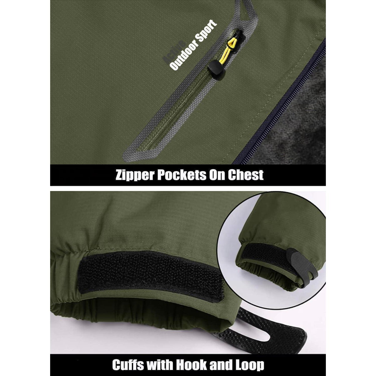 Winterjacke Herren Warm Gefüttert Wasserdicht Skijacke Armeegrün XXL