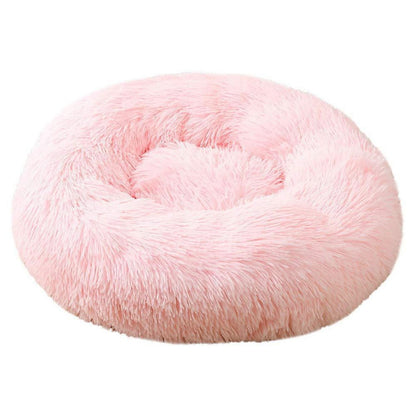 Rundes Hundebett Plüsch 110cm Hell-Pink