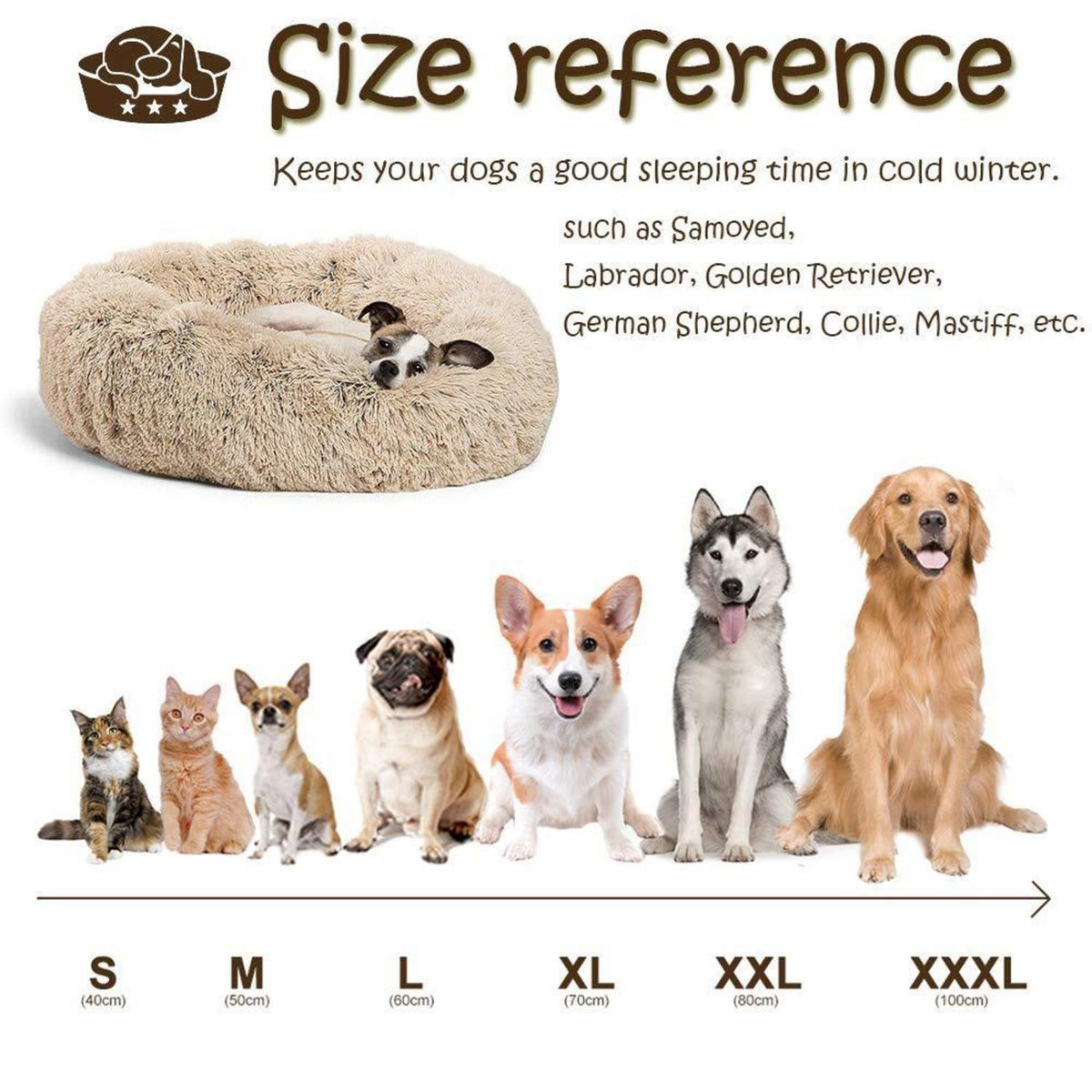 Rundes Hundebett Plüsch 110cm Hell-Pink