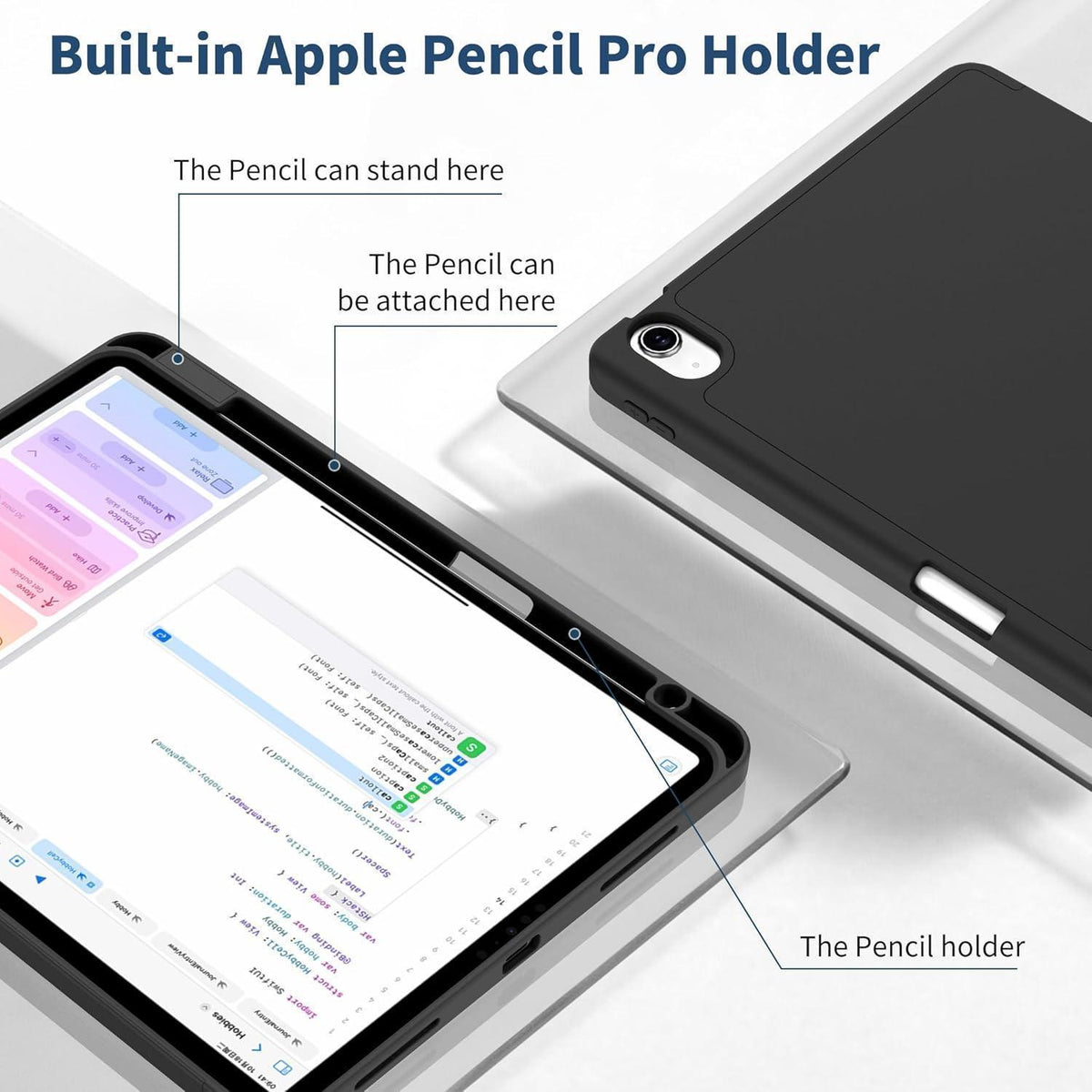 iPad Air 11 Zoll Hülle mit Stifthalter & Ständer Schwarz