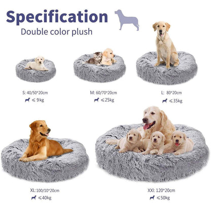 Donut Hundebett Deluxe Rosa Ø 120cm – Weiches Plüschkissen