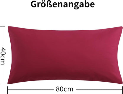 Kissenbezug 40x80cm Rot 2er Set Mikrofaser Reißverschluss