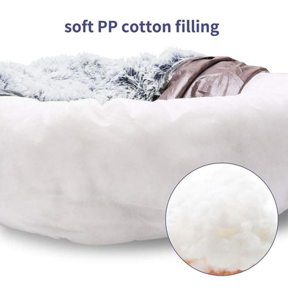 Donut Hundebett Deluxe – Weiches Plüsch Sofa Ø 120cm Dunkelgrau