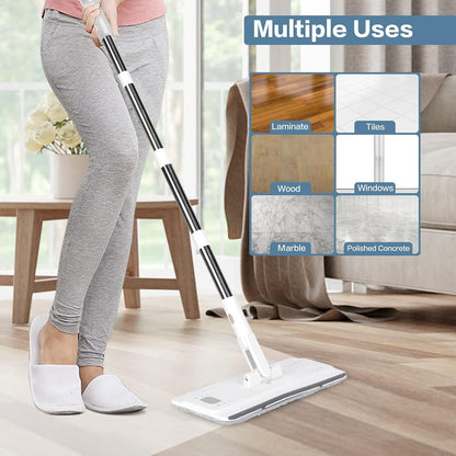 Masthome Wischmopp Set mit Eimer und 5 Mikrofaser-Pads, 140cm Edelstahl Griff