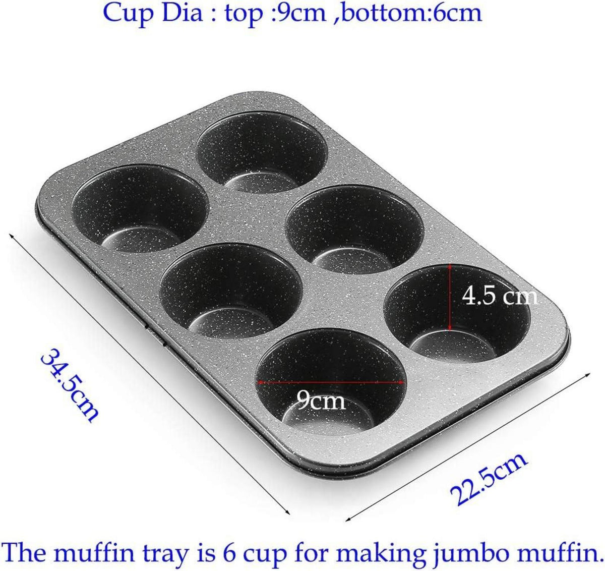 Jumbo Muffinform 6-Tassen Große Schwarze Granitstein Muffin Pfanne