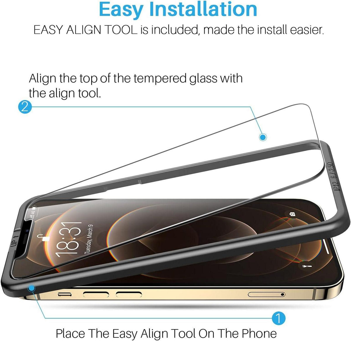 Displayschutzfolie iPhone 12 Pro 6,1 Zoll 3er Pack hartglas